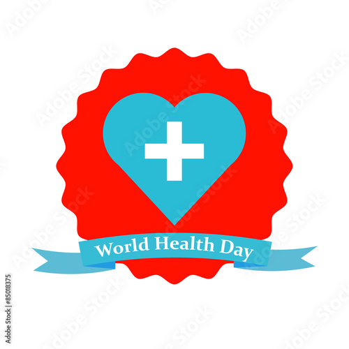 heart with cross on unequal round background above ribbon