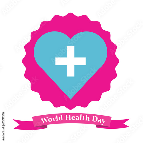 heart with cross on unequal round background above ribbon