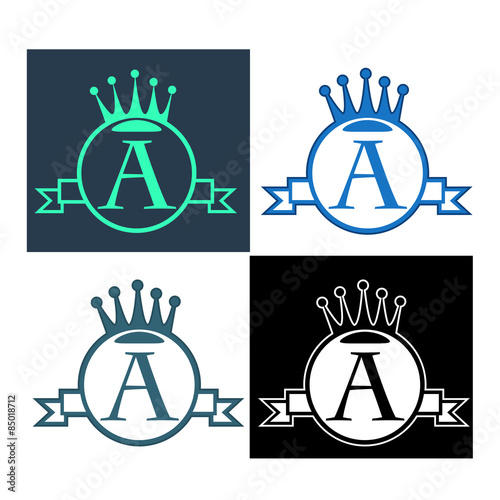 vector monogram with crown, round, banner and type