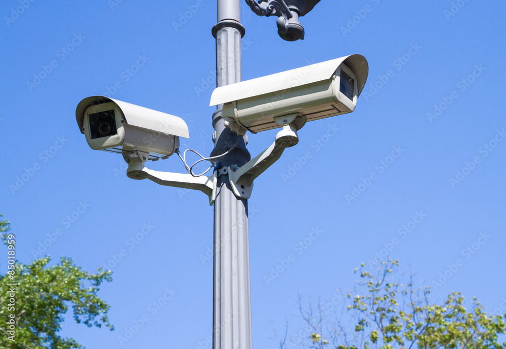 Surveillance camera on the electric pole