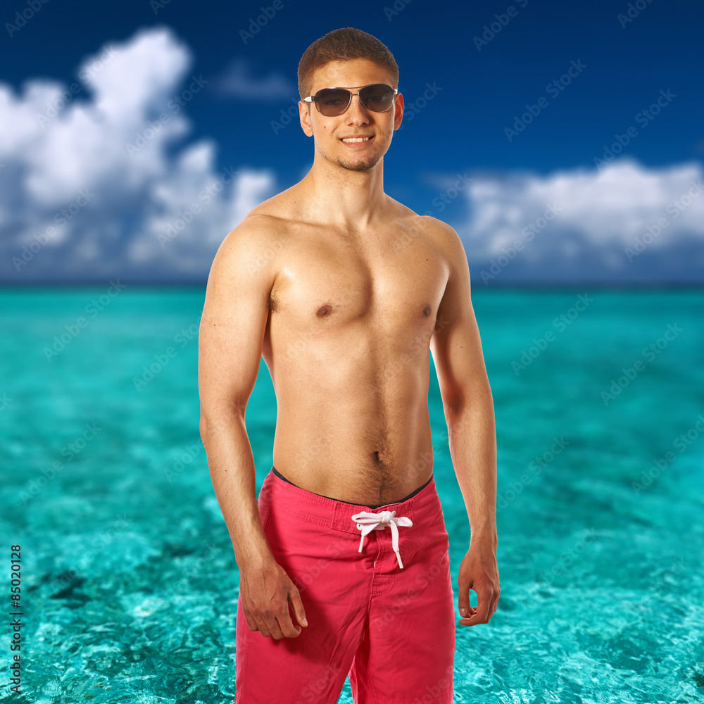 Man on tropical beach