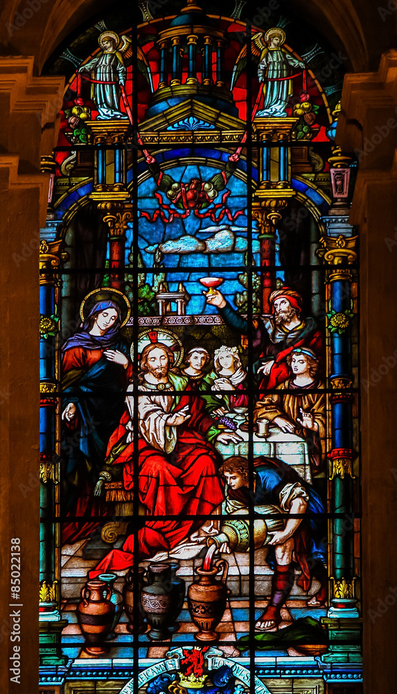 Jesus and Mary at the Wedding at Cana - Stained Glass