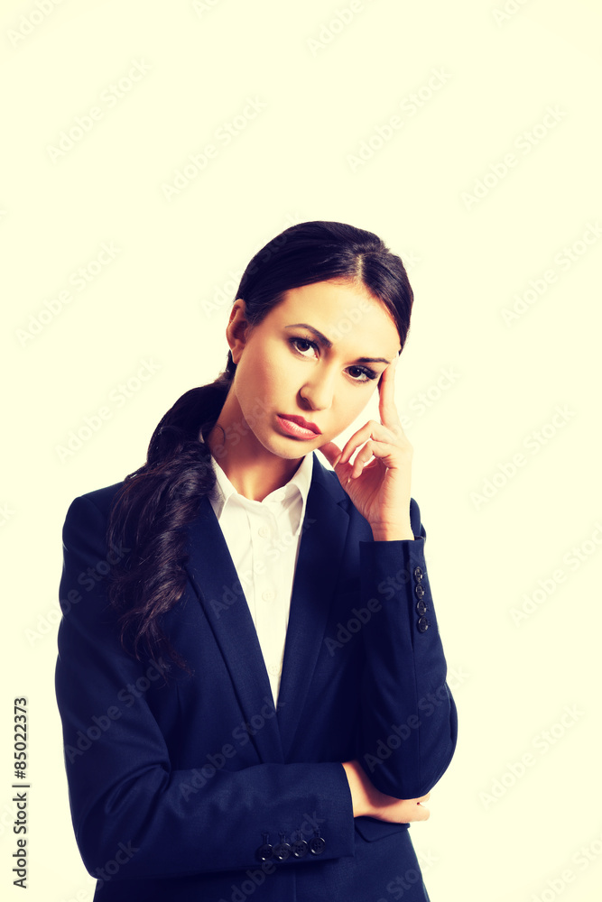Businesswoman tired because of troubles Businesswoman tired because of troubles