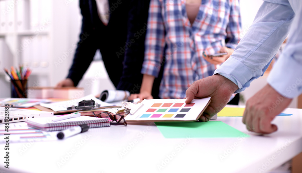Group of business people working together on white background Group of business people working together on white background