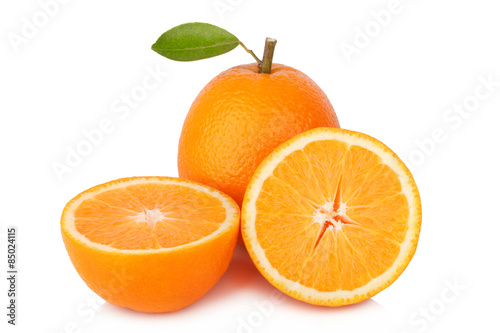 Slice of fresh orange isolated on white background