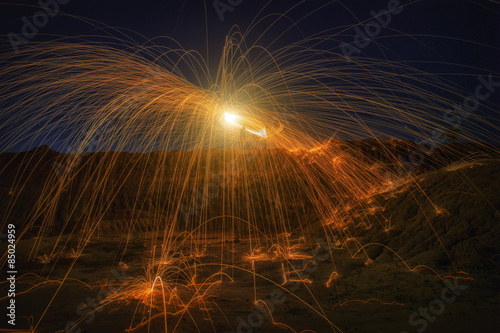 Burning steel wool fireworks post-process HDR Style