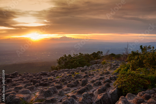 Landscape sunset Laan Hin Pum Viewpoint at Phu Hin Rong Kla Nati photo