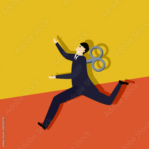 Business man clockwork run