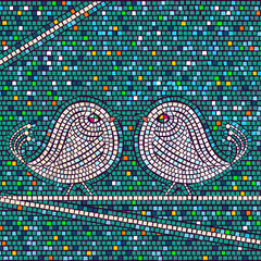 Keuken achterwand Mozaïek Vrolijke vogels in mozaïekpatroon  © Richard Laschon