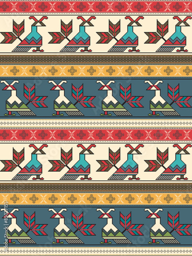 Seamless pattern design inspired by Romanian traditional embroidery