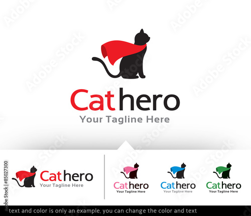 Cat Hero Logo Design Template