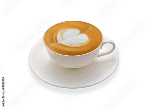Latte art, coffee isolated on white background