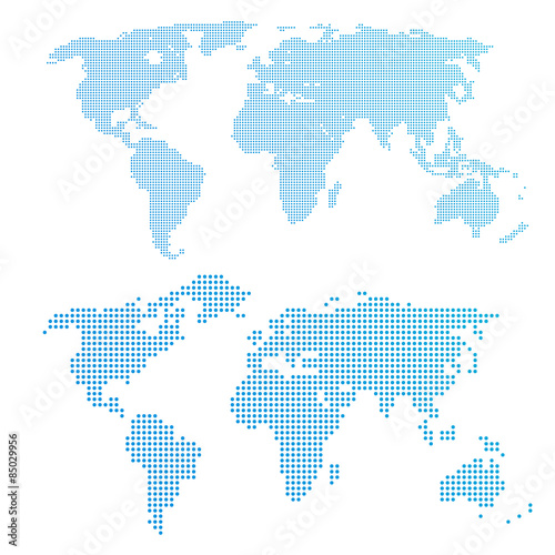 World map in dots  blue color.