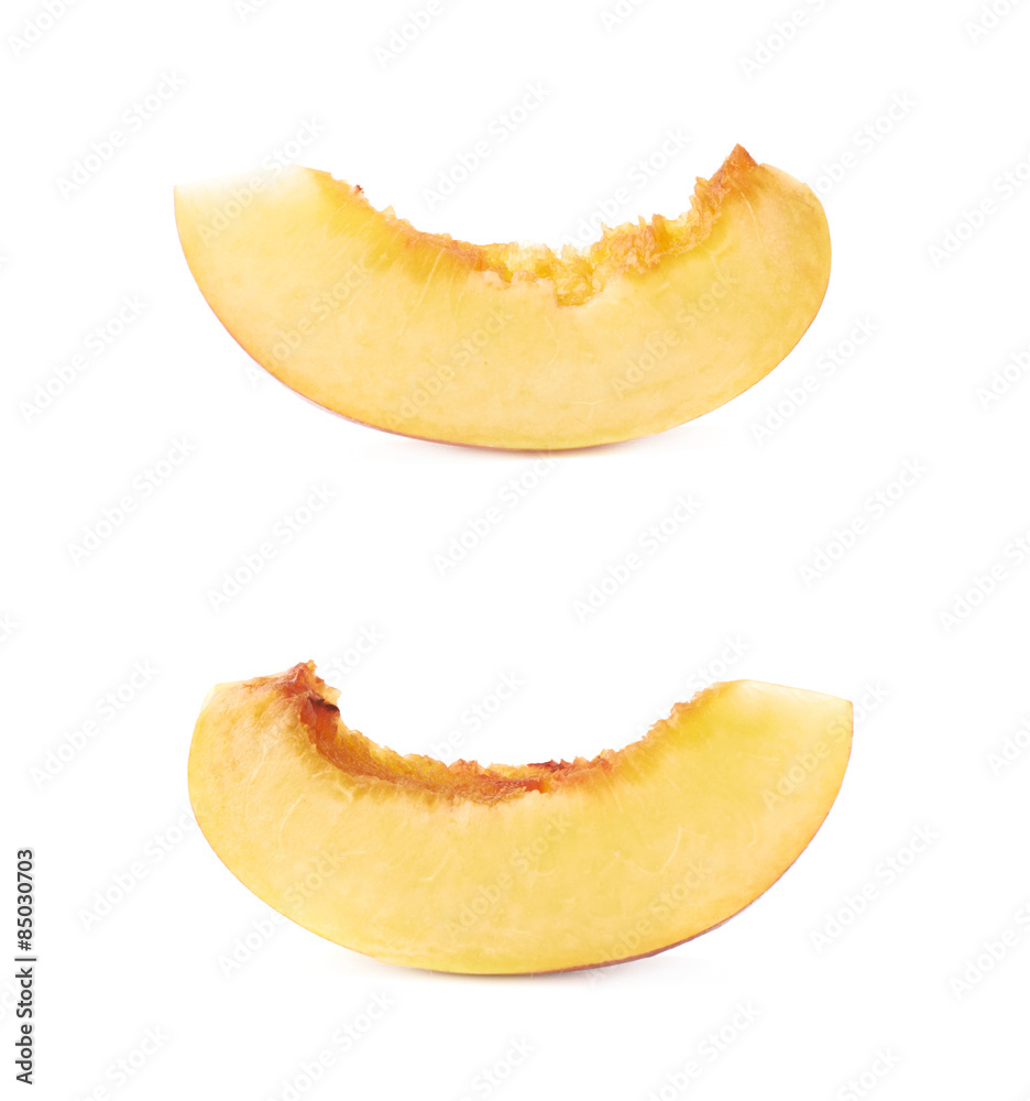 Slice of a nectarine isolated