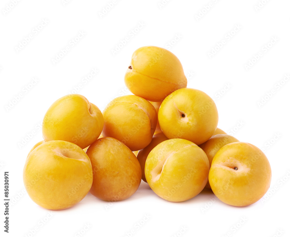 Pile of multiple yellow plums isolated Pile of multiple yellow plums isolated