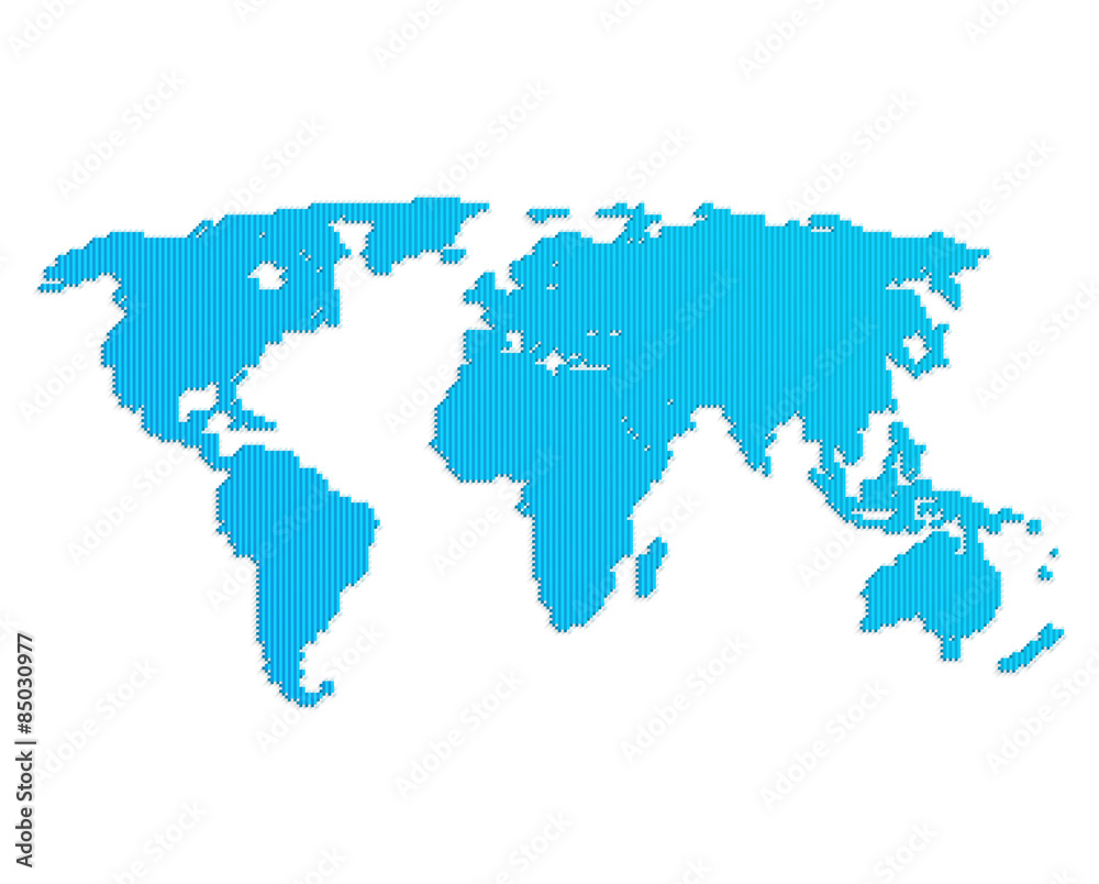 Line blue world map