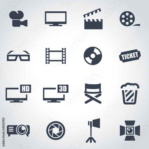 Vector black cinema icon set