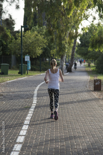 woman jogging on the jogging path