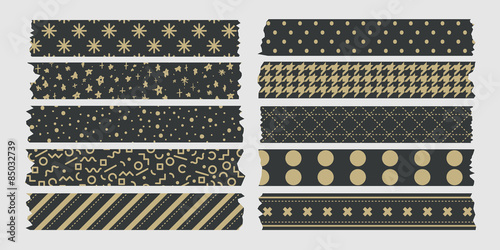vintage masking tape collection dark and gold