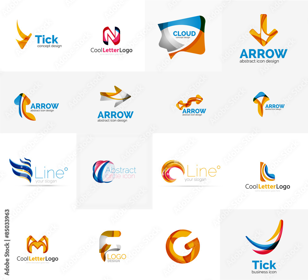 Set of universal company logo ideas, business icon collection Set of universal company logo ideas, business icon collection