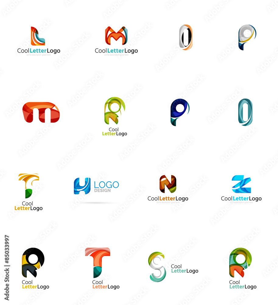 Set of universal company logo ideas, business icon collection