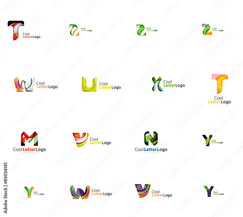 Set of universal company logo ideas, business icon collection