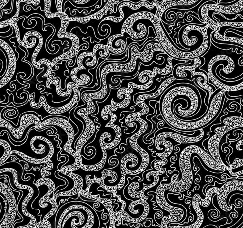 Abstract vector seamless pattern with figured curling lines