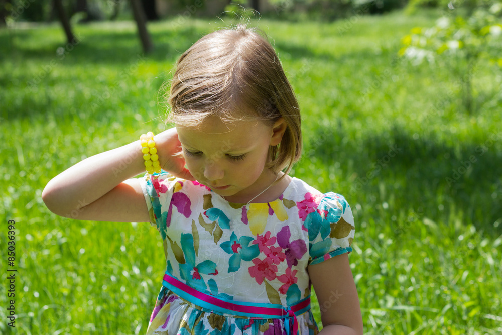Pretty little girl walking in the Park. Pretty little girl walking in the Park.