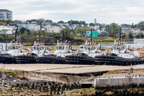 Five Tugboats in Harbor