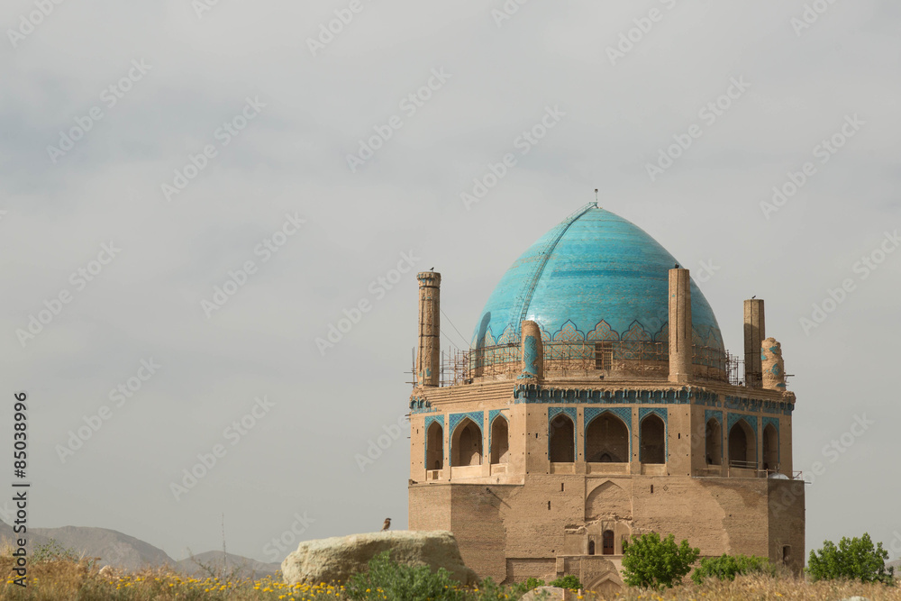 14th century Oljeitu mausoleum in Soltaniyeh, Iran