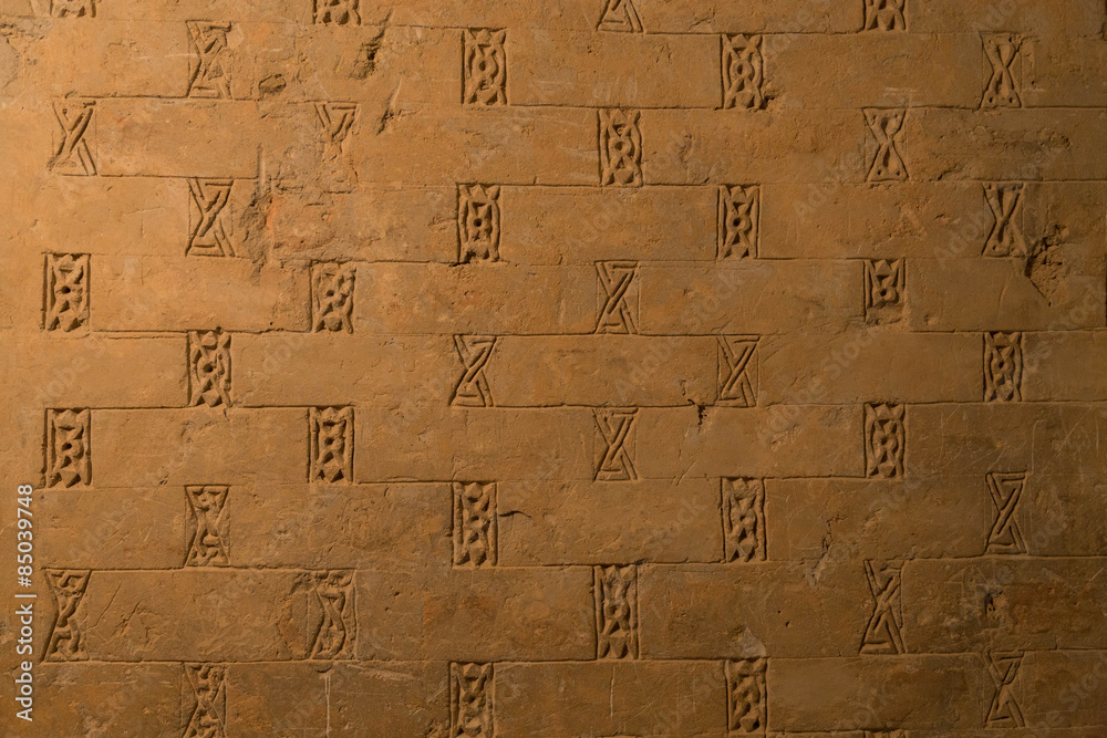 patterned wall in the 14th century Oljeitu mausoleum in Soltaniyeh, Iran