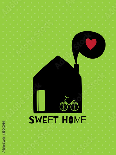 Greeting card. Sweet  home.