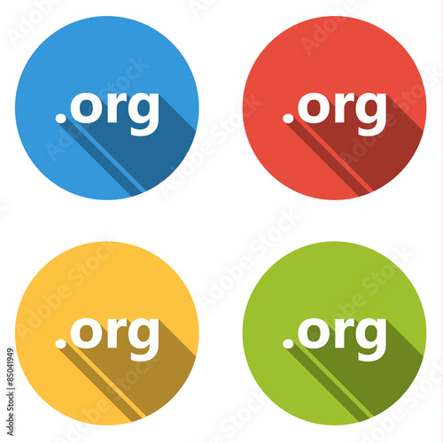 Collection of 4 isolated flat buttons for .org domain name