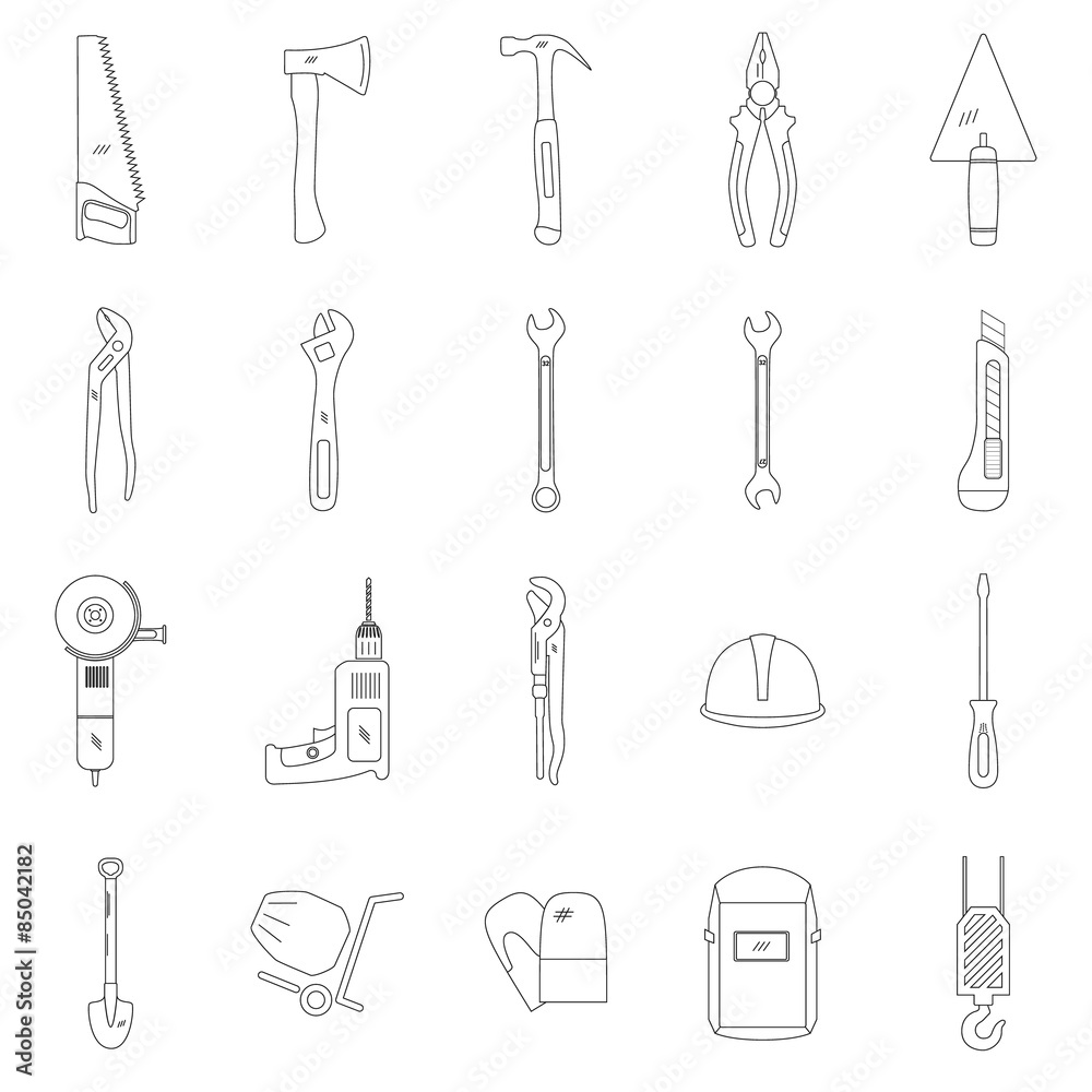 Tools line icon set Tools line icon set