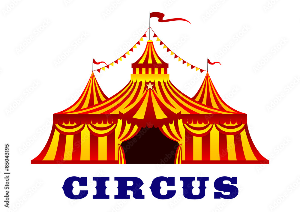 Fototapeta premium Circus tent with red and yellow stripes
