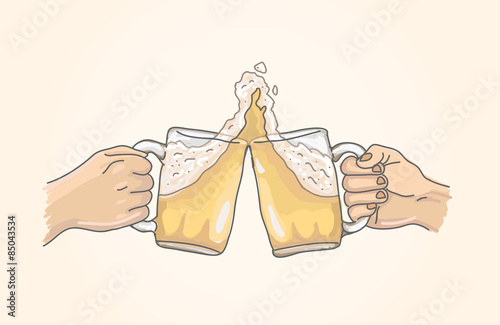 Two beers cheering
