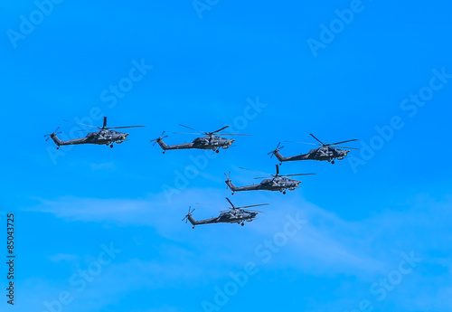 Fototapeta Naklejka Na Ścianę i Meble -  5 Mil Mi-28N (Havoc) attack helicopters
