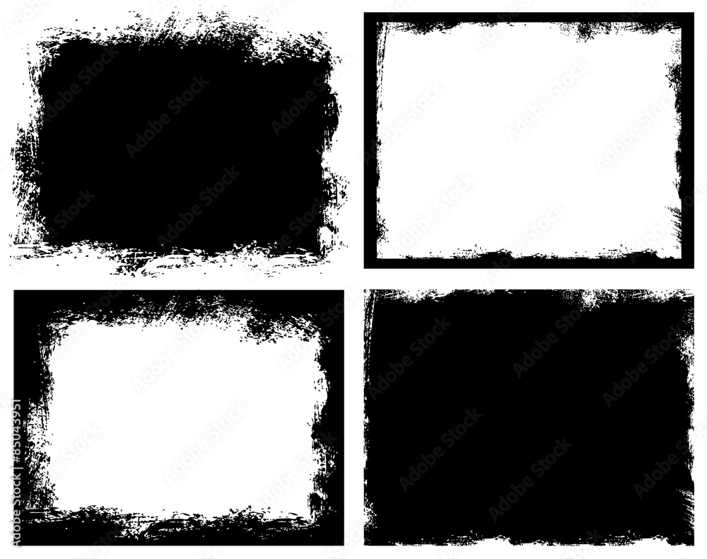 Set of grunge background. Broken dirty rough frames. 