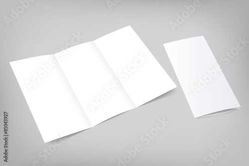 Vector blank tri fold flyer with cover on gray background photo