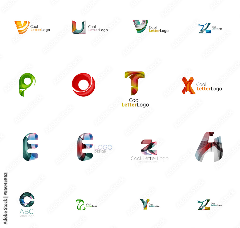 Set of universal company logo ideas, business icon collection