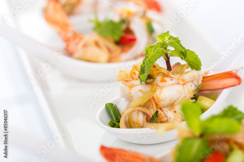 Spicy salad Shrimp with lemon grass and mint