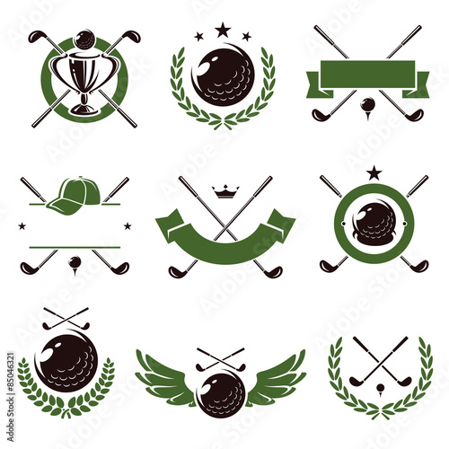 Golf labels and icons set. Vector