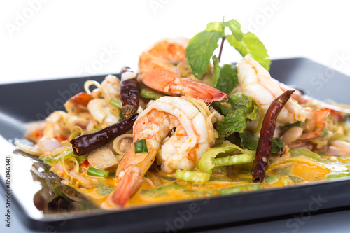 Spicy salad Shrimp with lemon grass and mint