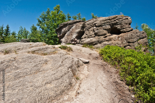 rock formation on Kyrkawica hill in Beskid Slaski mountains photo