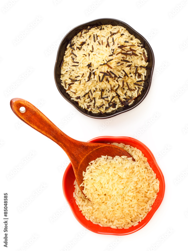 Bowls Of Raw Rice Bowls Of Raw Rice