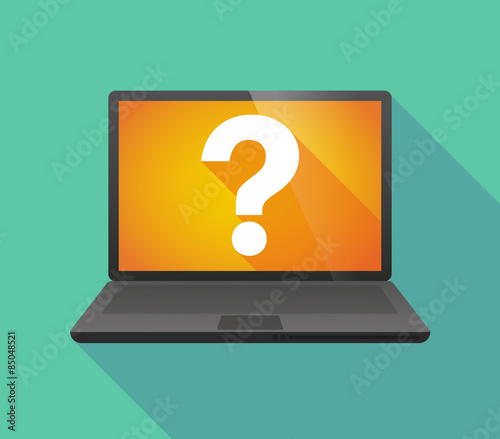 Laptop icon with a question sign