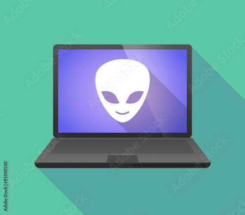 Laptop icon with an alien face
