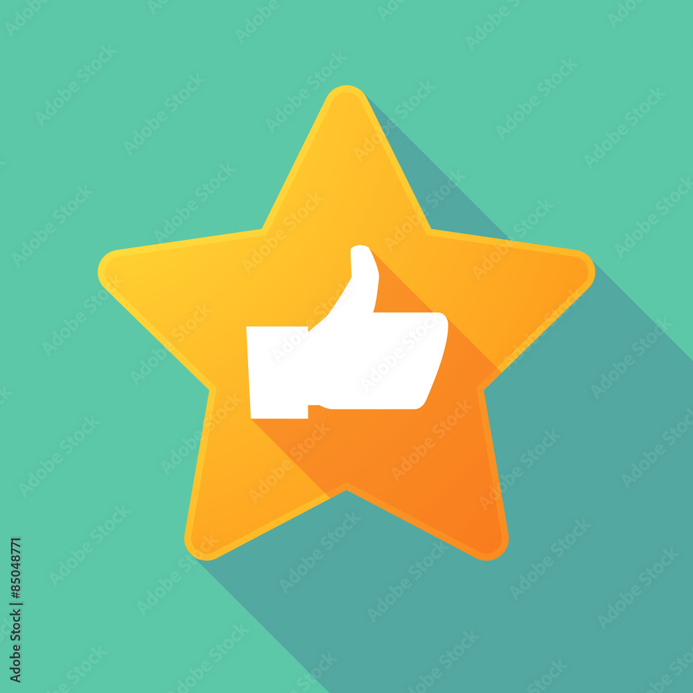 Long shadow star with a thumb up hand Long shadow star with a thumb up hand
