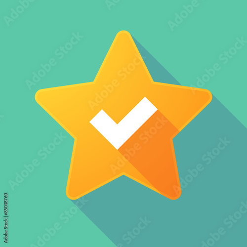 Long shadow star with a check mark
