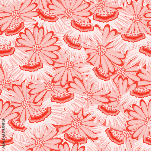 Floral seamless pattern with daisies in bright colors